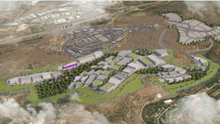 הדמיה של תוכנית הרחבת אזור התעשיה. באדיבות עיריית אריאל