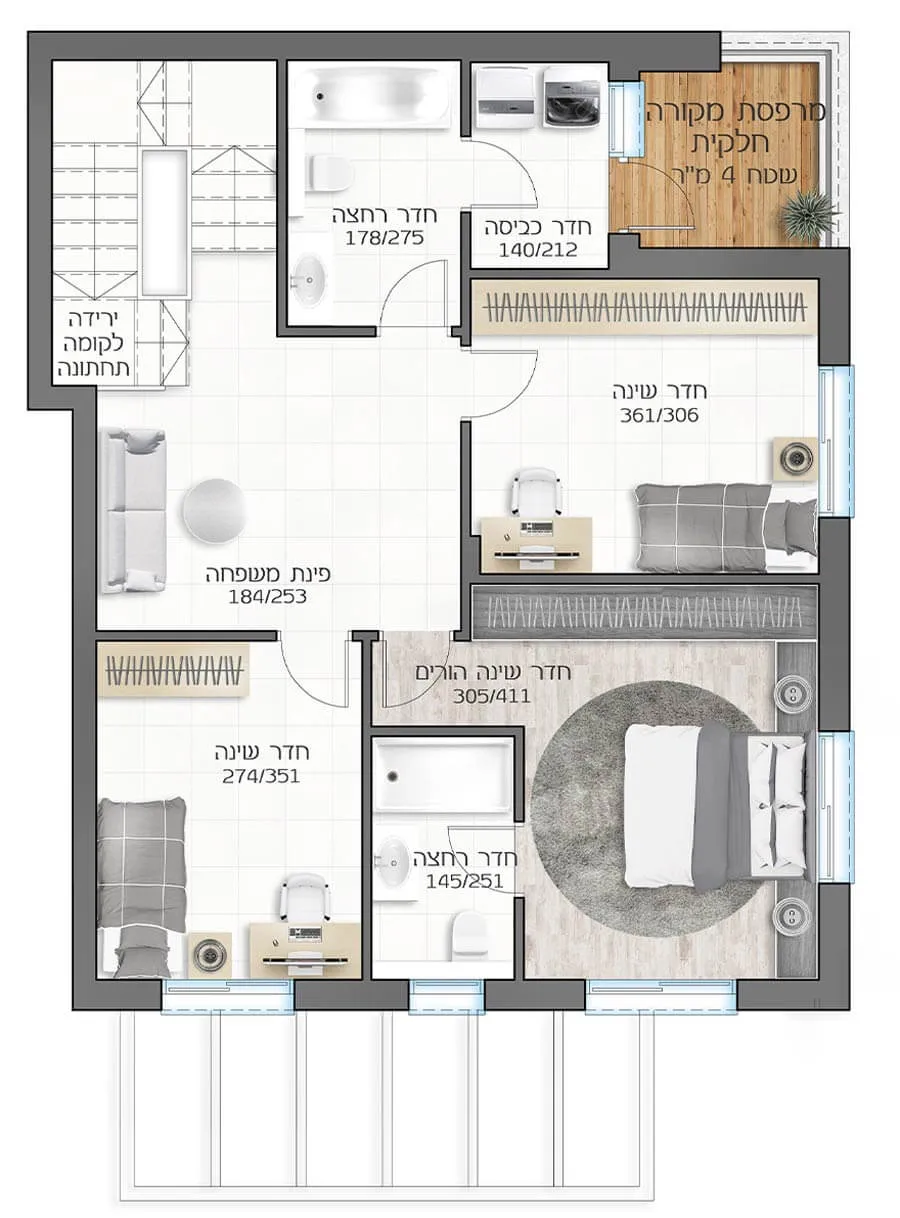 דגם אייל - מדורגים 5 חדרים